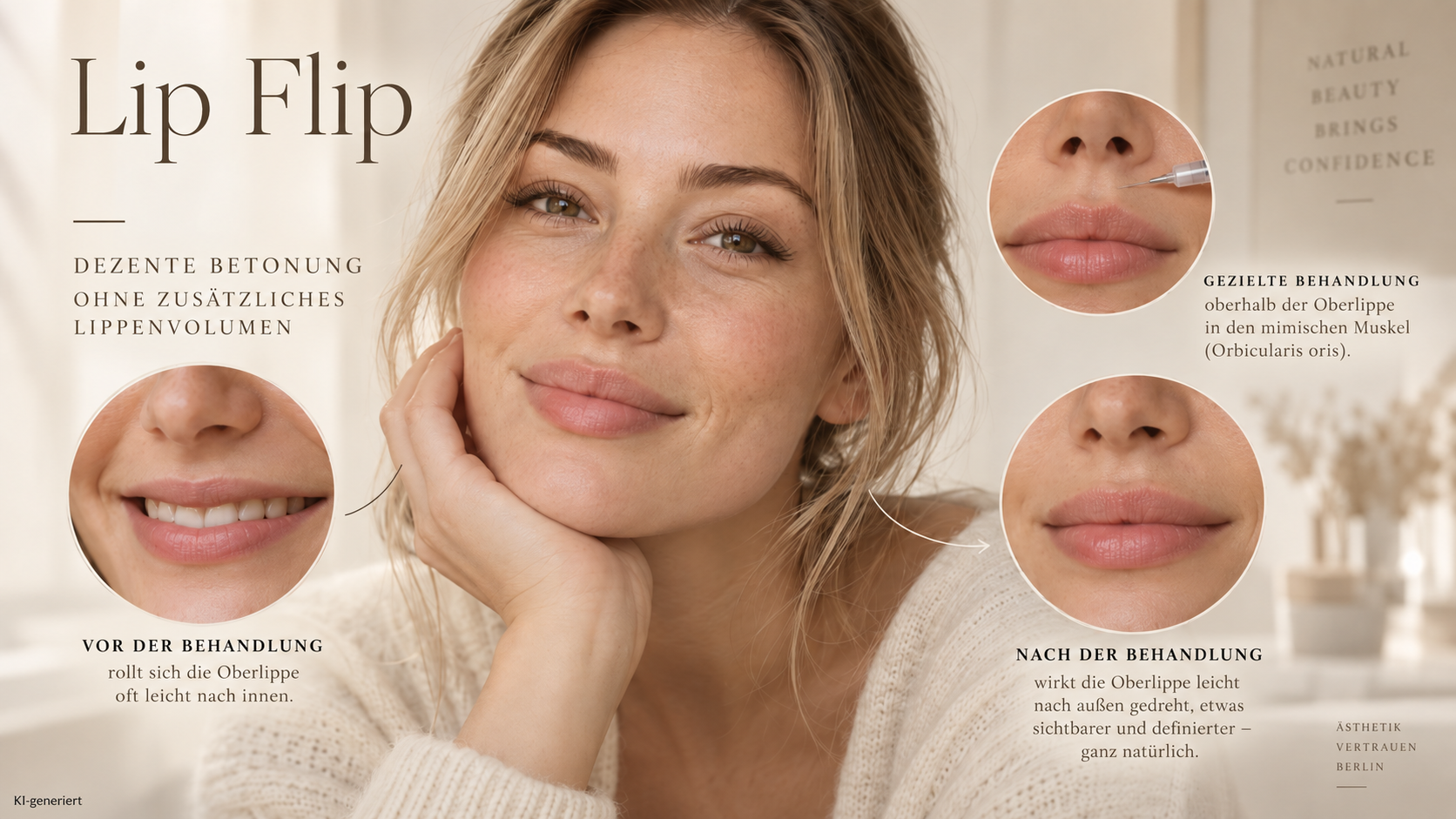 Lip Flip – Infografik zur Behandlung der Oberlippe