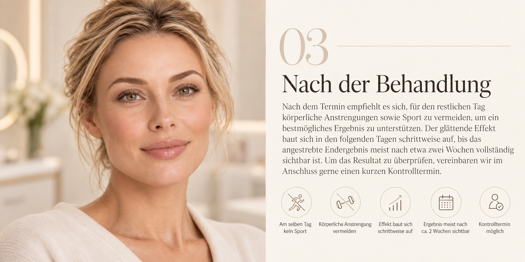 Gesichtspartie nach der Botulinumtoxin-Behandlung bei LIMEA Medical Aesthetics in Berlin