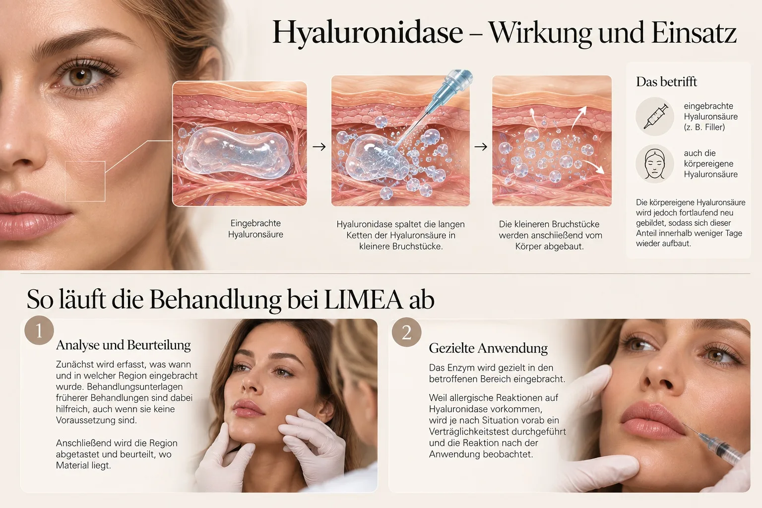 Hyaluronidase bei LIMEA: Wirkung des Enzyms und Ablauf der Behandlung in zwei Schritten