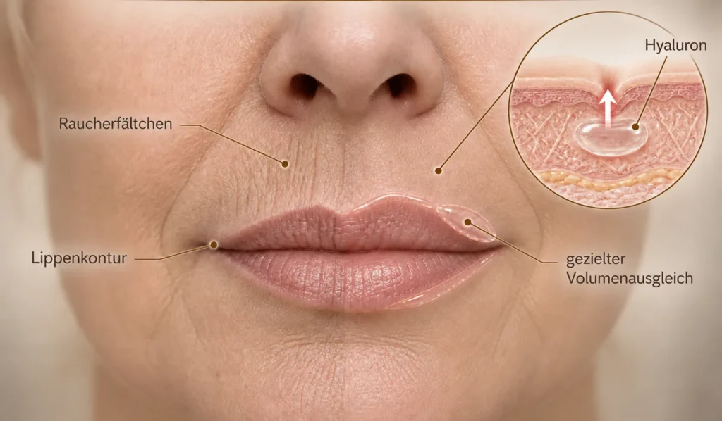 Lippenkontur und Raucherfältchen als Behandlungsbereiche bei LIMEA in Berlin